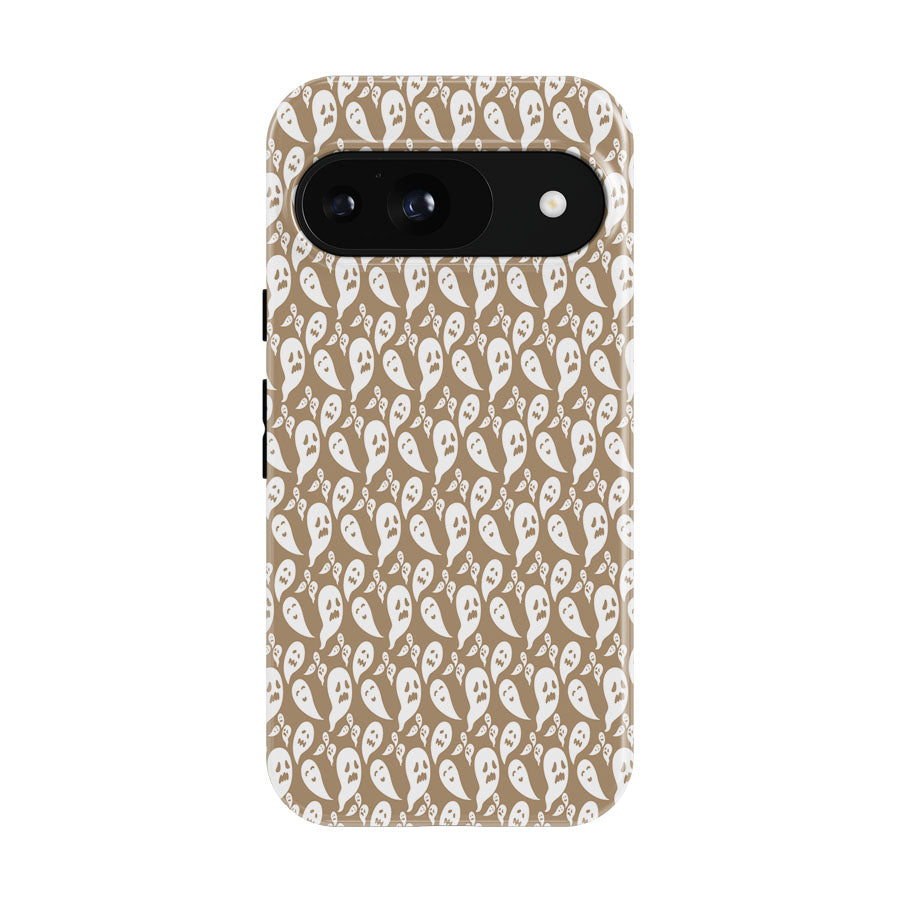 Brown Ghosts Pattern Halloween Google Pixel 9 | 10 Pro Case