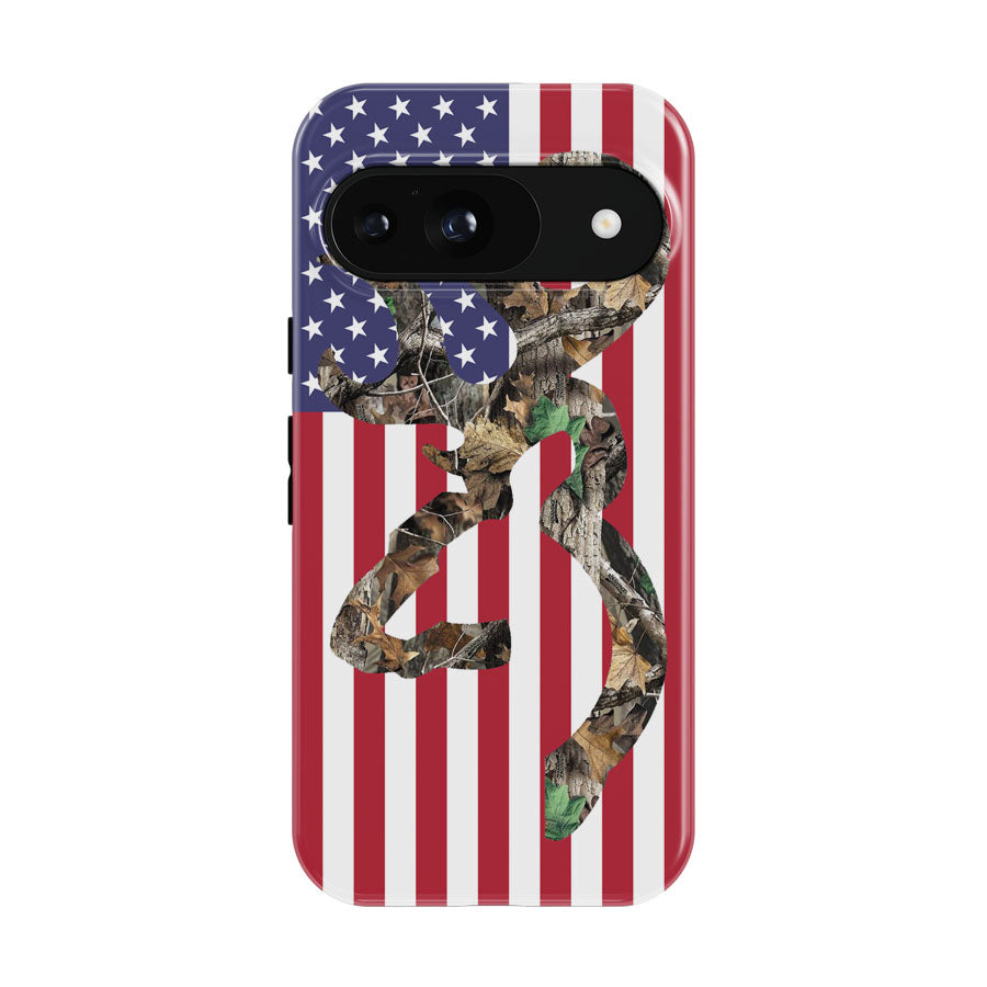 Browning Deer Camo American Flag Google Pixel 9 | 10 Pro Case