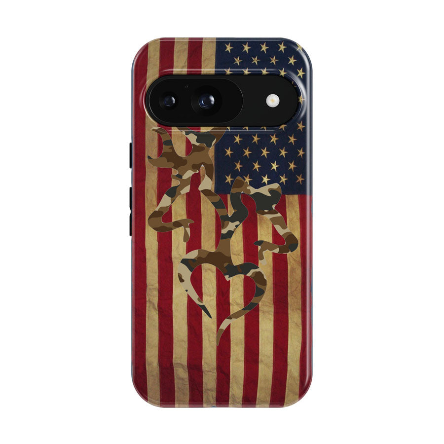 Browning Deer Realtree Camo Vintage Usa Flag Google Pixel 9 | 10 Pro Case
