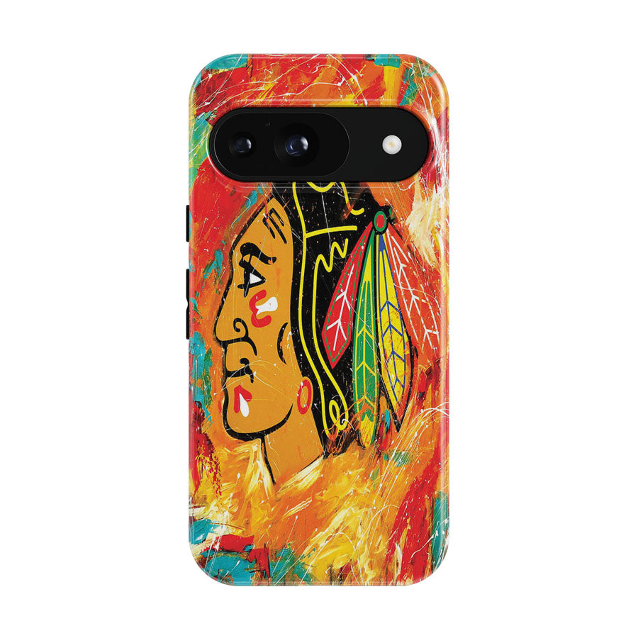 Chicago Blackhawks Abstract Art Google Pixel 9 | 10 Pro Case