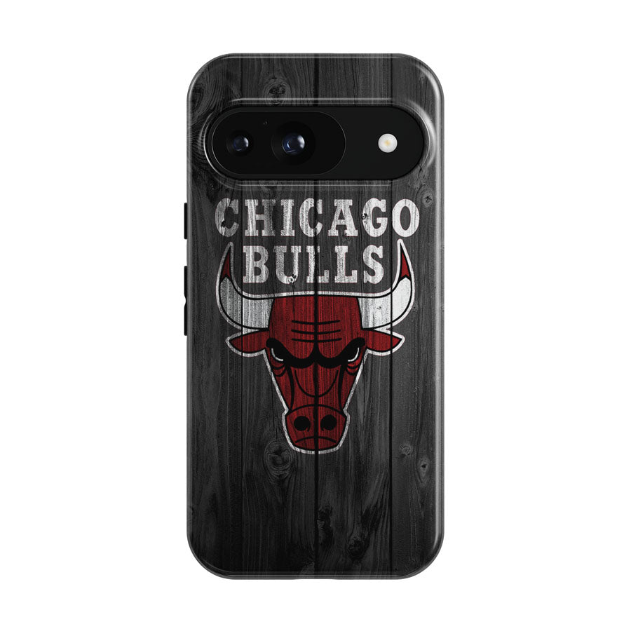 Chicago Bulls Nba Logo Dark Wood Wallpaper Google Pixel 9 | 10 Pro Case