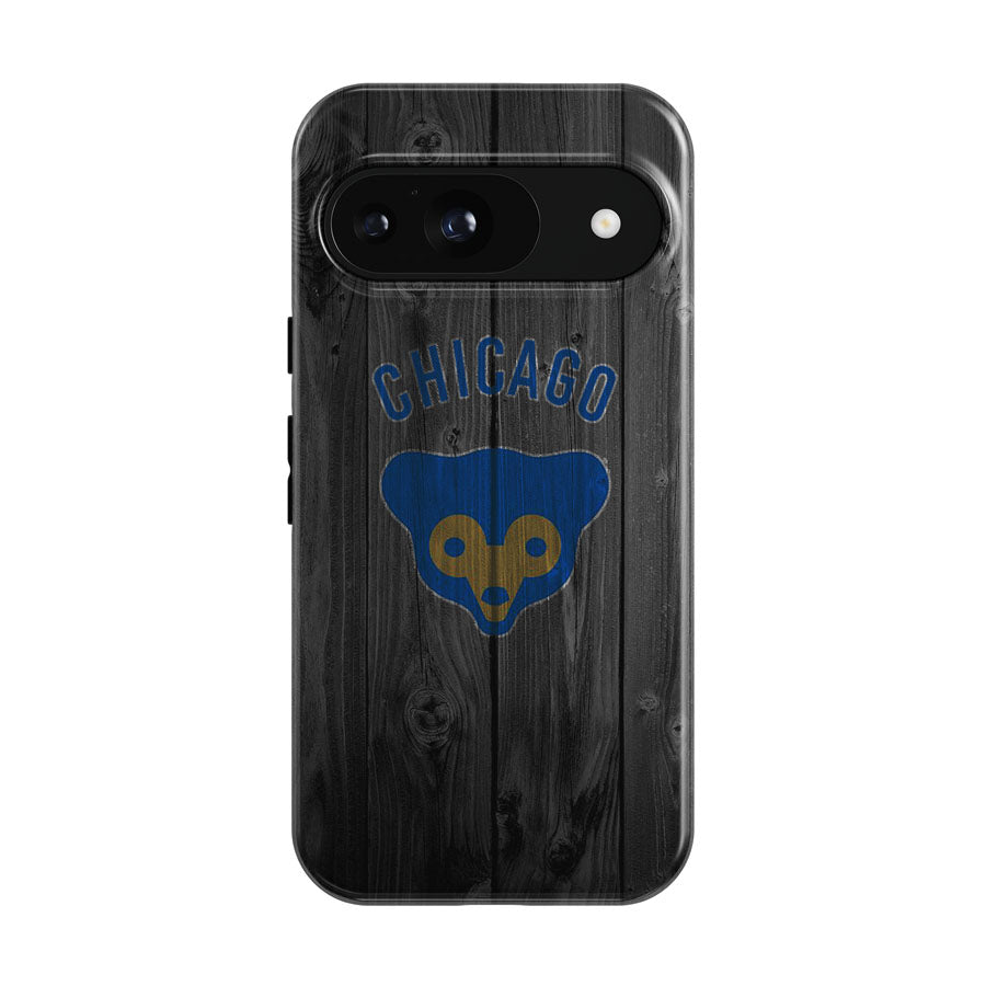 Chicago Cubs Mlb Logo Dark Wood Wallpaper Google Pixel 9 | 10 Pro Case
