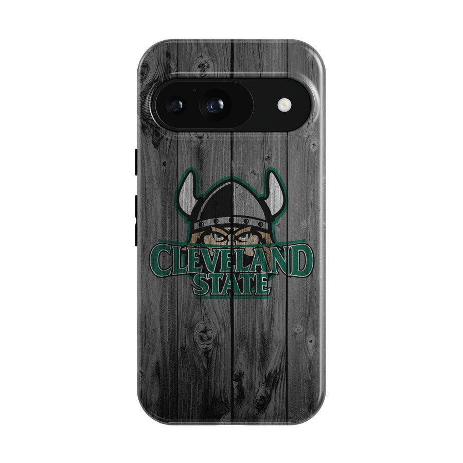 Cleveland State University Mascot Logo Dark Wood Wallpaper Google Pixel 9 | 10 Pro Case