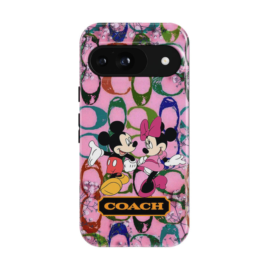 Coach Pink Flower Mickey Minnie Google Pixel 9 | 10 Pro Case