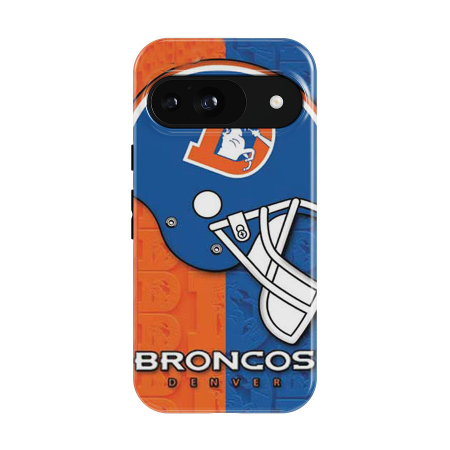 Denver Broncos Embossed Logos Helmet Google Pixel 9 | 10 Pro Case