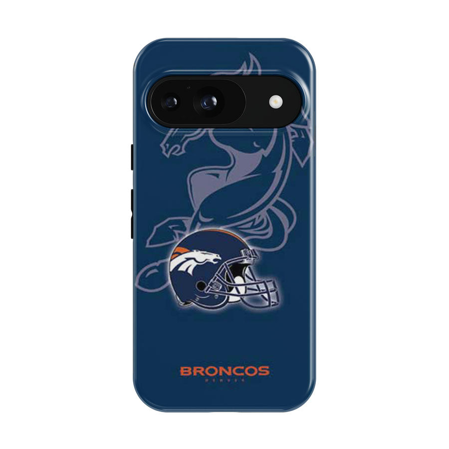 Denver Broncos Helmet On Blue Google Pixel 9 | 10 Pro Case