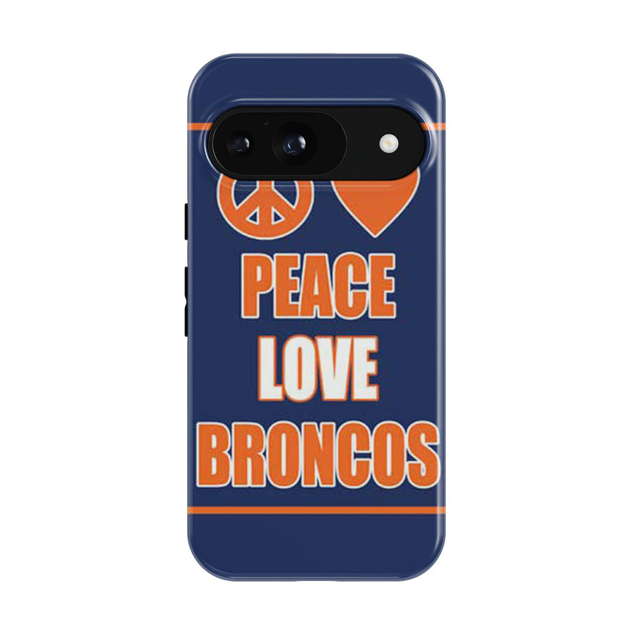 Denver Broncos Peace Love Google Pixel 9 | 10 Pro Case