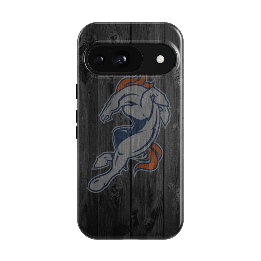 Denvers Broncos Logo Dark Wood Wallpaper Google Pixel 9 | 10 Pro Case