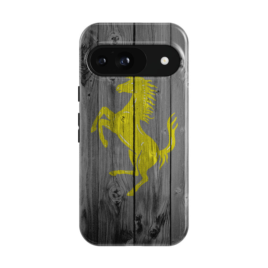 Ferrari Horse Logo Dark Wood Wallpaper Google Pixel 9 | 10 Pro Case