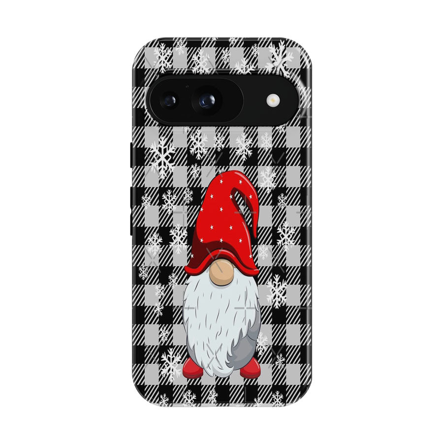 Gnomes Gray Buffalo Plaid Christmas Snowflakes Google Pixel 9 | 10 Pro Case