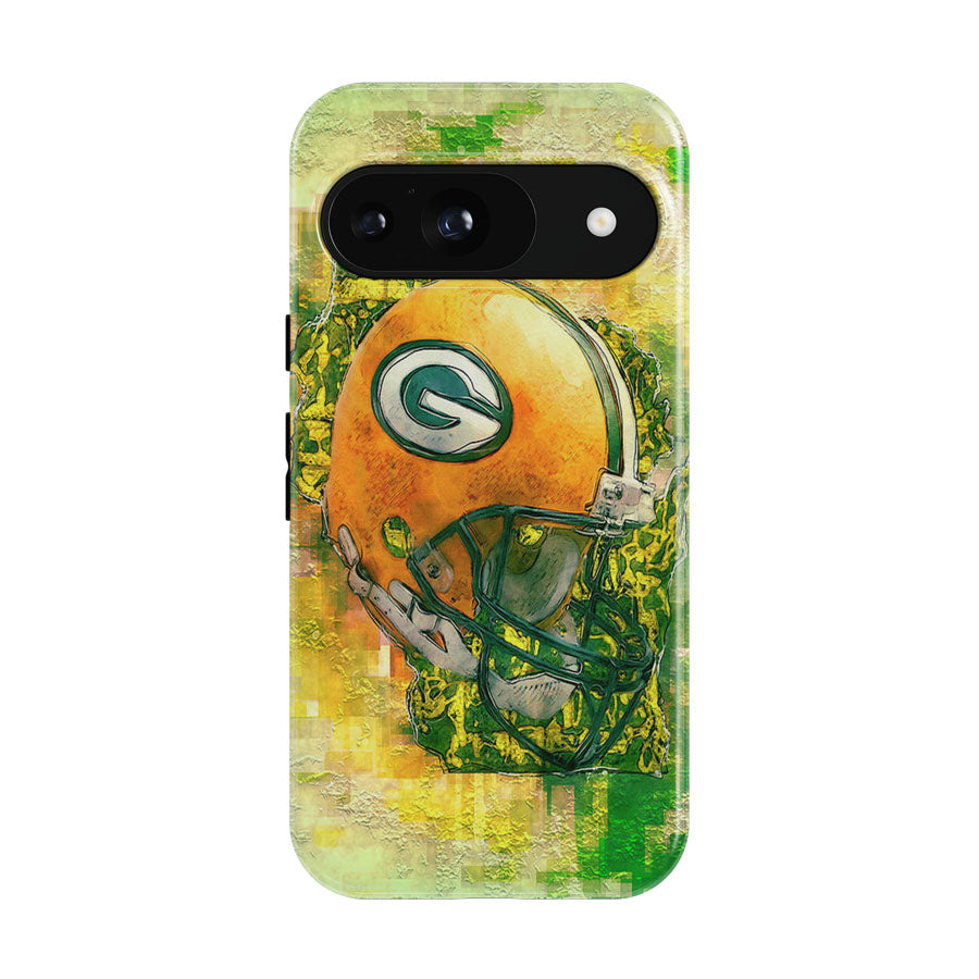 Green Bay Packers Helmet Abstract Art Google Pixel 9 | 10 Pro Case