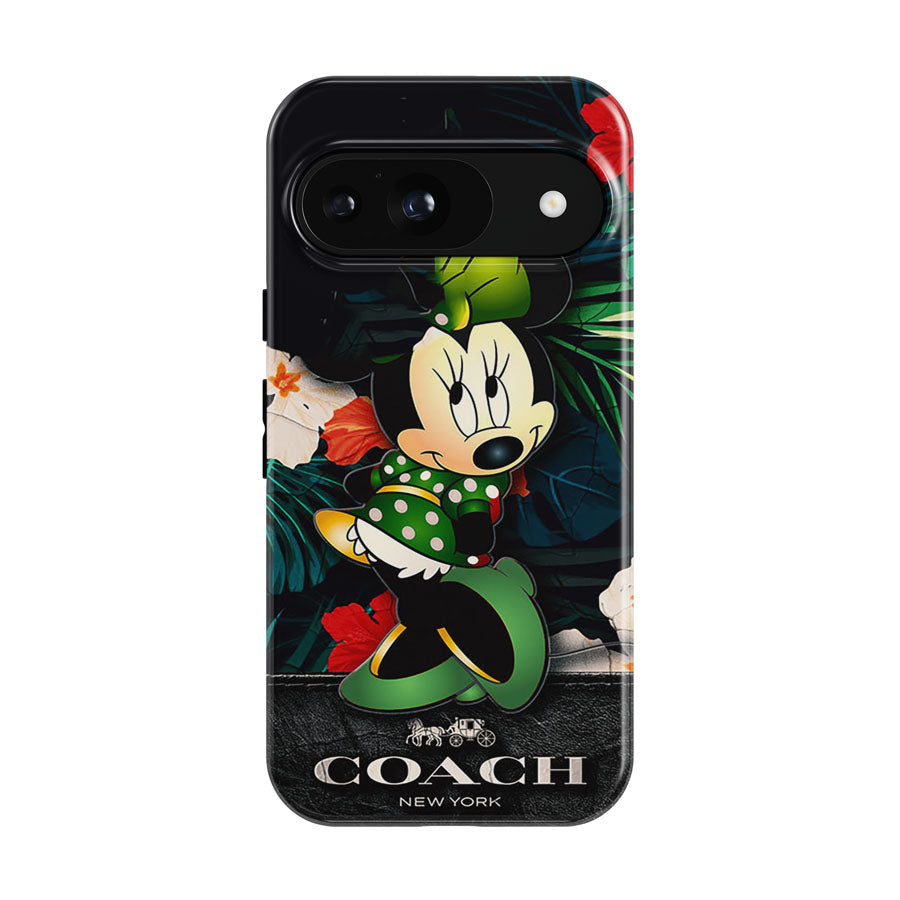 Minnie Mouse Coach Green Flowers 8 Google Pixel 9 | 10 Pro Case
