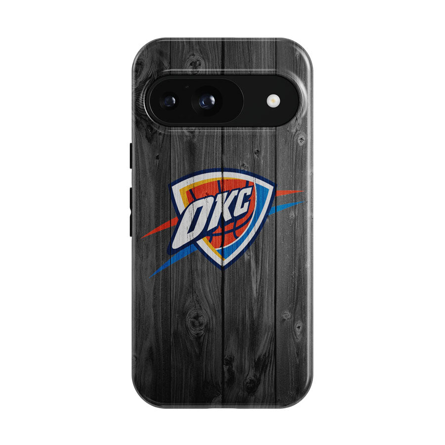 Oklahoma City Thunder Nba Logo Dark Wood Wallpaper Google Pixel 9 | 10 Pro Case