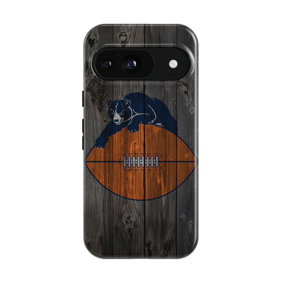 Old Chicago Bears Nfl Logo Dark Wood Wallpaper Google Pixel 9 | 10 Pro Case