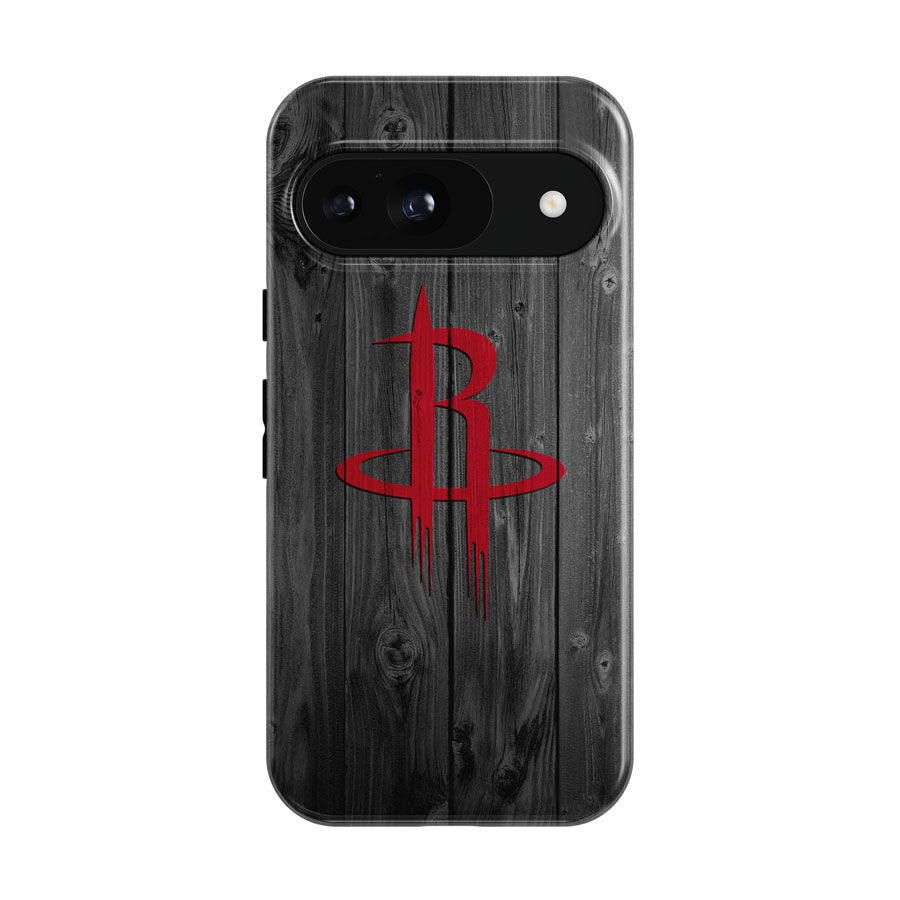 Old Houston Rockets Logo Dark Wood Wallpaper Google Pixel 9 | 10 Pro Case