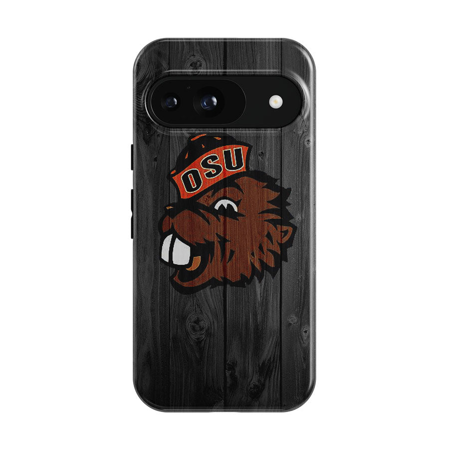 Oregon State Beavers University Logo Dark Wood Wallpaper Google Pixel 9 | 10 Pro Case
