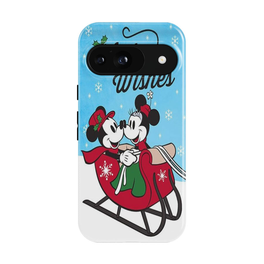 Winter Wishes Sleigh Mickey And Minnie Google Pixel 9 | 10 Pro Case