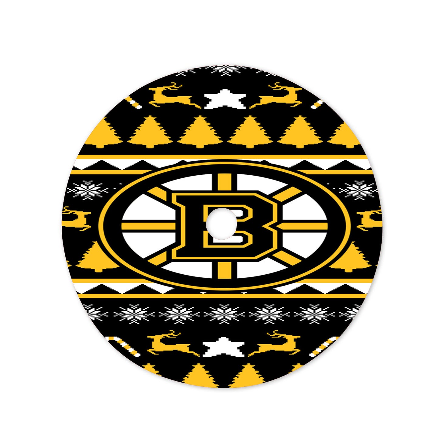 Boston Bruins Sweater Christmas Tree Skirt 36 X 36 Inch