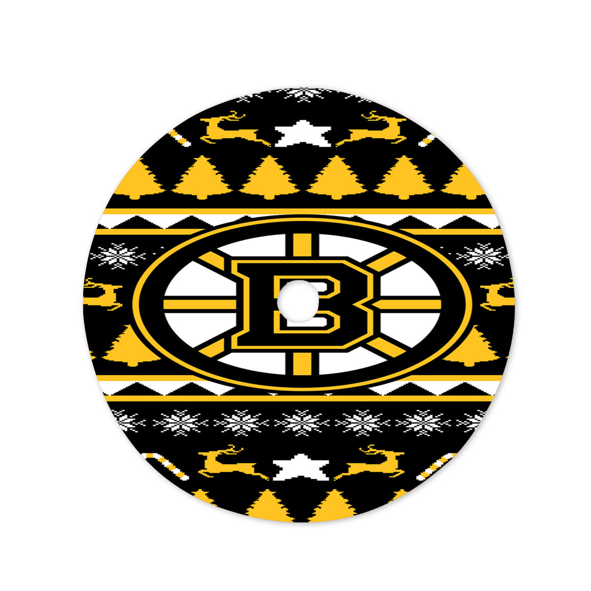 Boston Bruins Sweater Christmas Tree Skirt 36 X 36 Inch