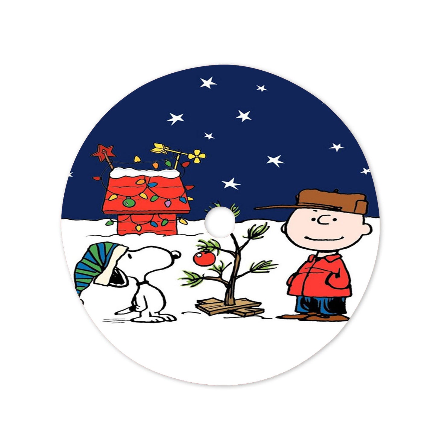 Charlie Brown Peanuts Comics Snoopy Christmas Tree Skirt 36 X 36 Inch