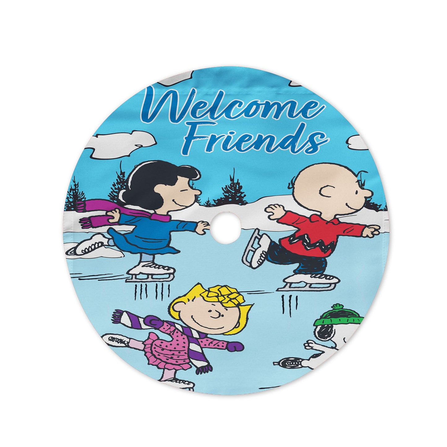 Charlie Brown Peanuts Gang Winter Christmas Tree Skirt 36 X 36 Inch