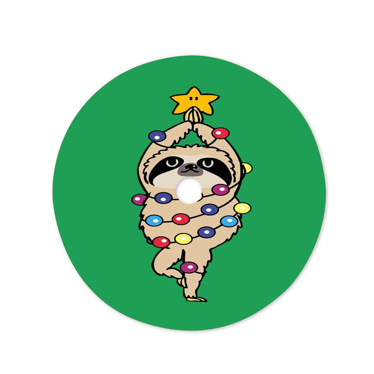 Merry Sloth Art Christmas Tree Skirt 36 X 36 Inch