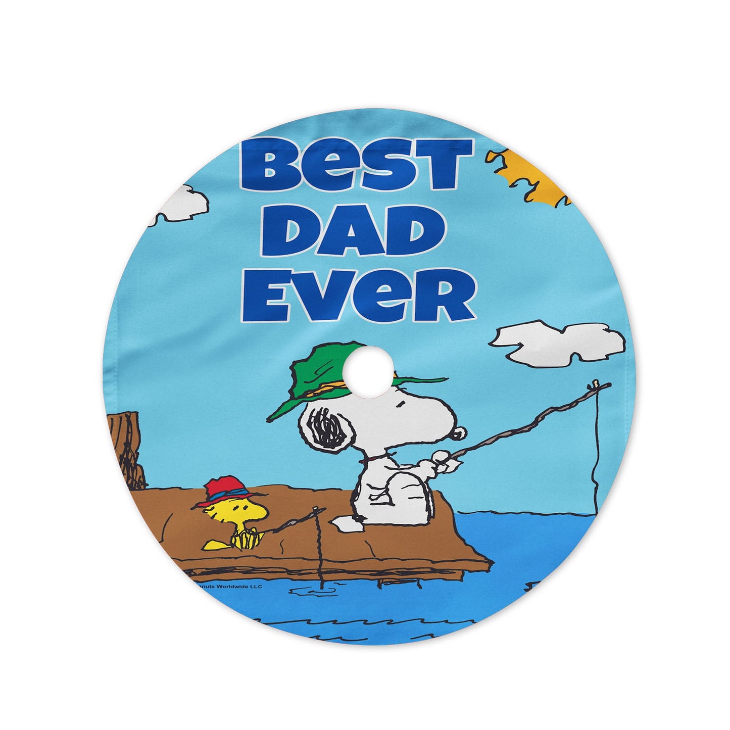 Peanuts Best Dad Ever Gone Fishing Snoopy Christmas Tree Skirt 36 X 36 Inch