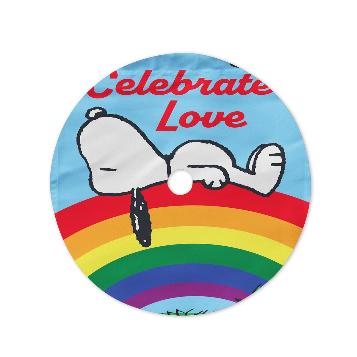 Peanuts Rainbow Celebrate Love Snoopy Christmas Tree Skirt 36 X 36 Inch