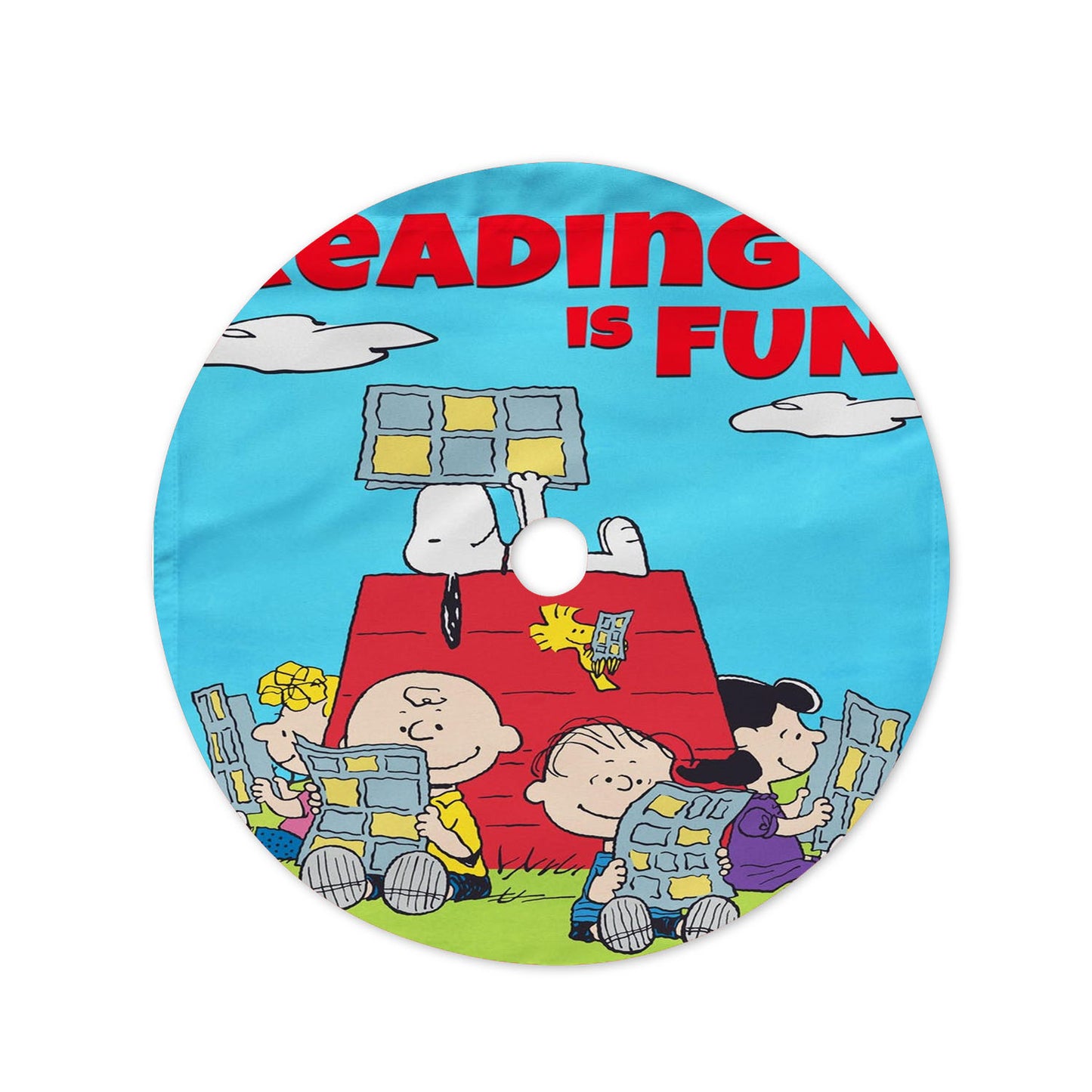 Peanuts Reading Is Fun Christmas Tree Skirt 36 X 36 Inch