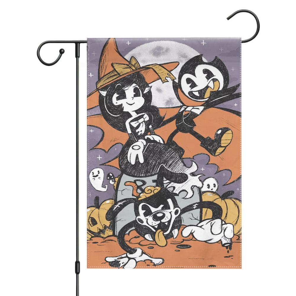 Bendy And The Ink Machine Halloween Garden Flags Yard Outdoor Lawn 12 X 18