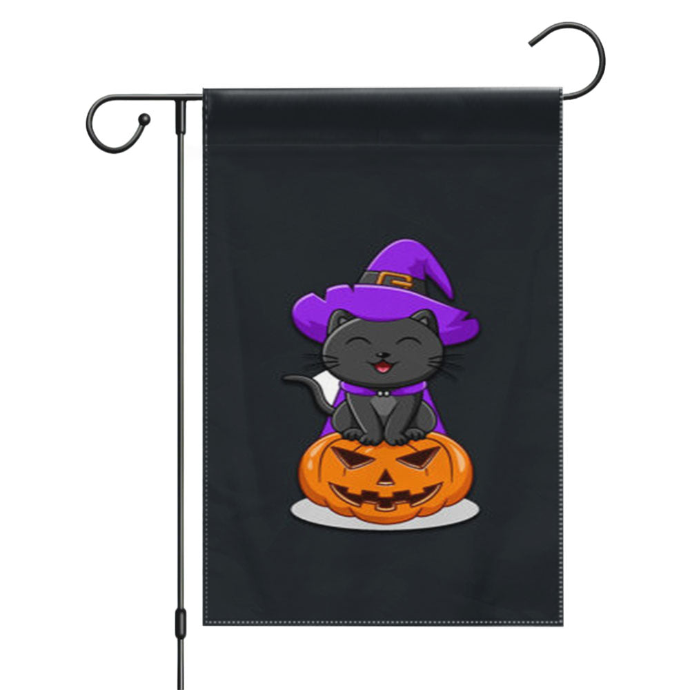 Black Cat Pumpkin Halloween Garden Flags Yard Outdoor Lawn 12 X 18