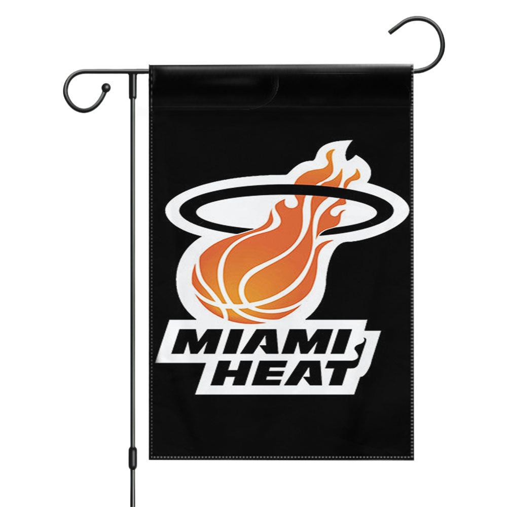 Black Design Miami Heat Garden Flags Yard Outdoor Lawn 12 X 18