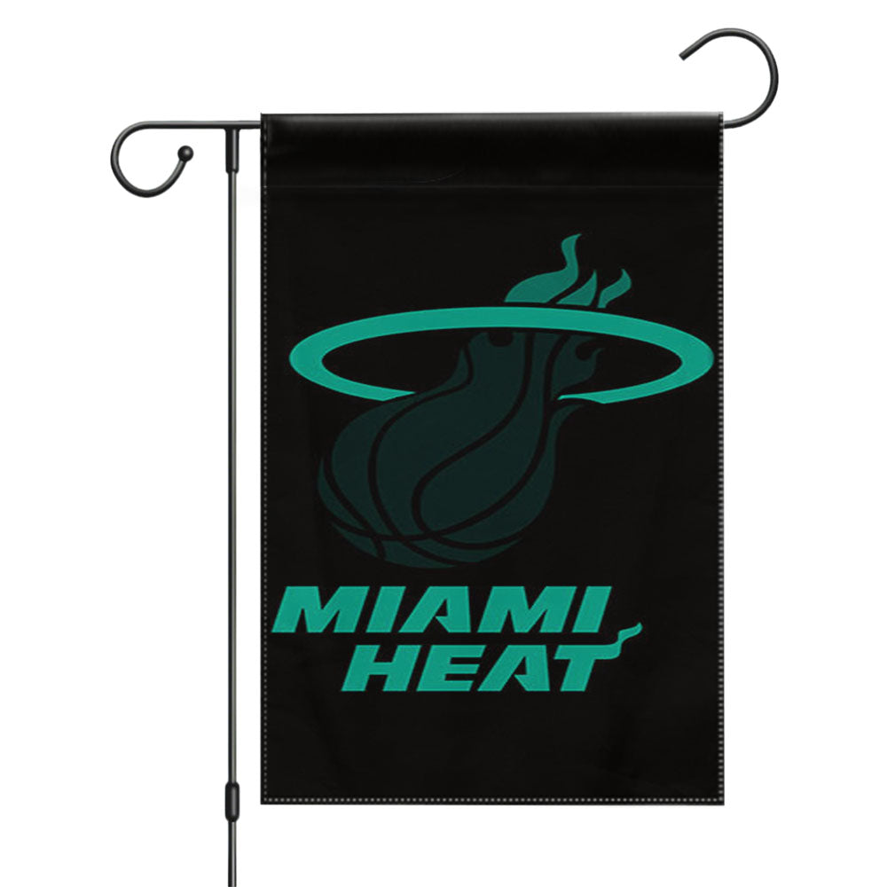 Blue Black Miami Heat Garden Flags Yard Outdoor Lawn 12 X 18