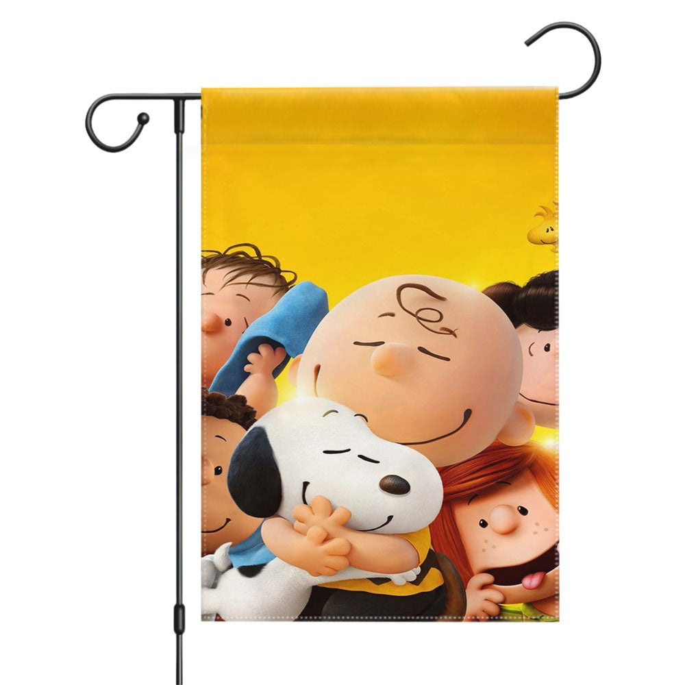 Charlie Brown And Snoopy Hugs The Peanuts Movie Poster Garden Flags Yard Outdoor Lawn 12 X 18