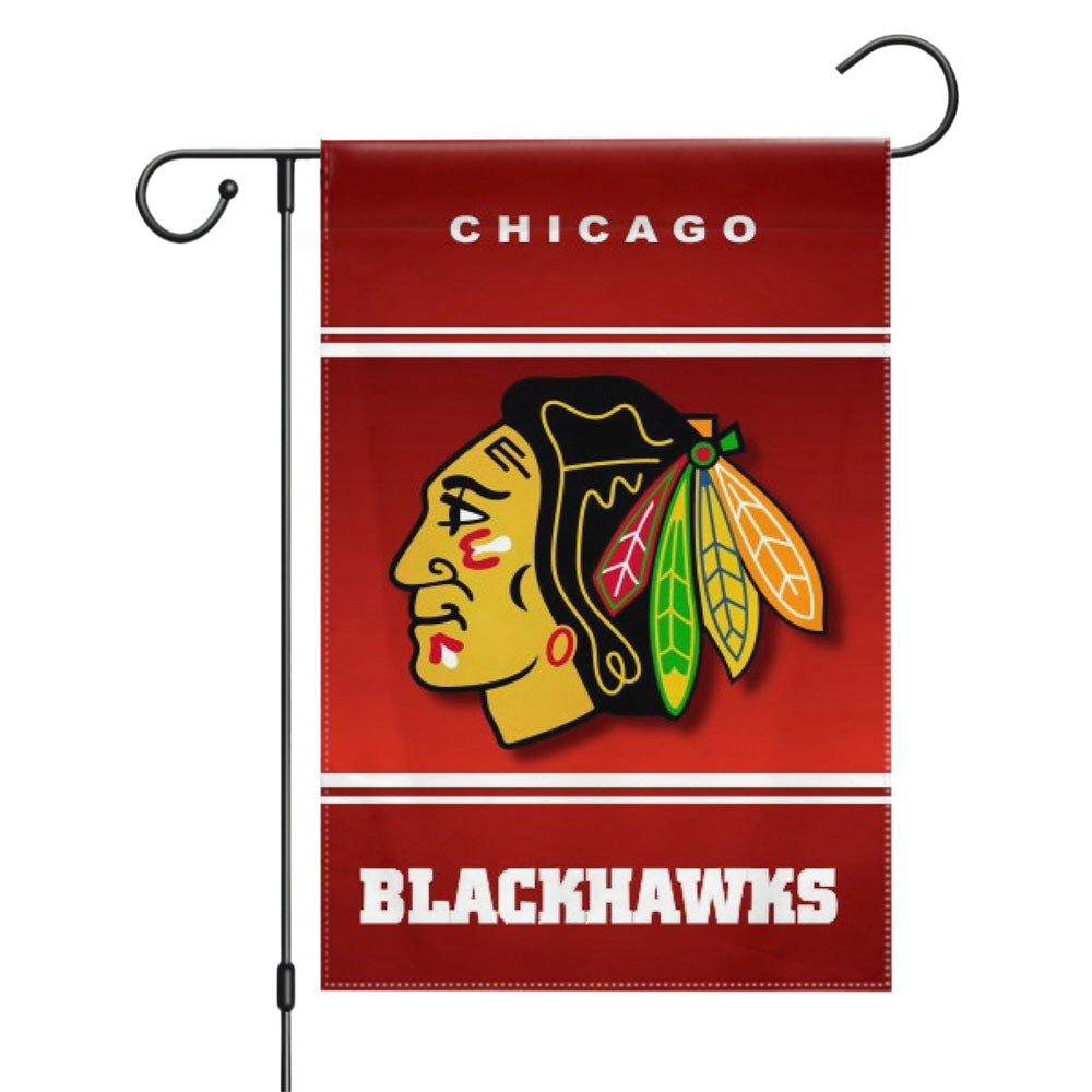 Chicago Blackhawks Nhl Logo Dark Wood Wallpaper Garden Flags Yard Outdoor Lawn 12 X 18