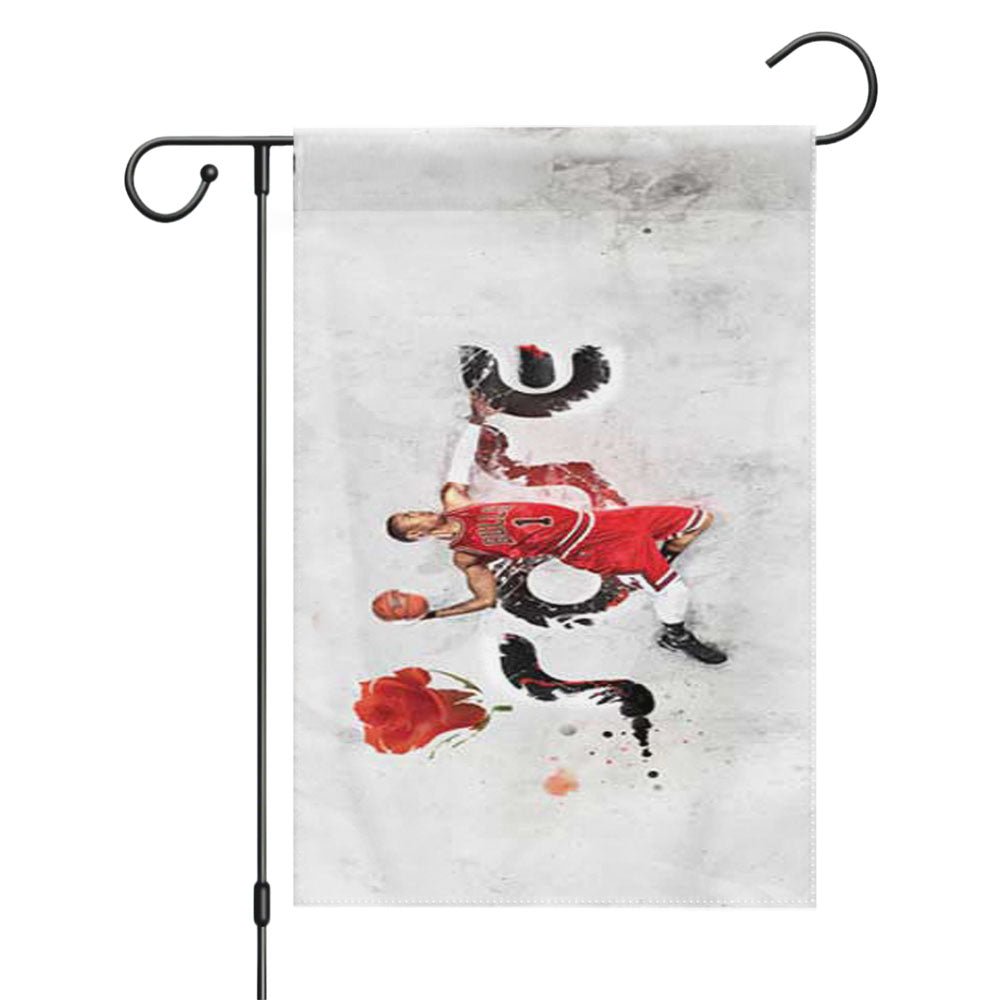 Chicago Bulls Derrick Rose Garden Flags Yard Outdoor Lawn 12 X 18