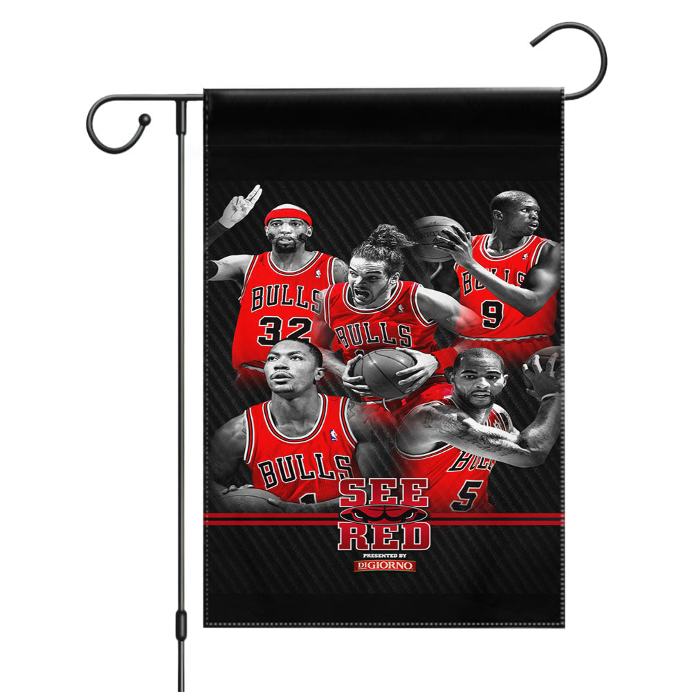 Chicago Bulls Texture Logo Garden Flags Yard Outdoor Lawn 12 X 18