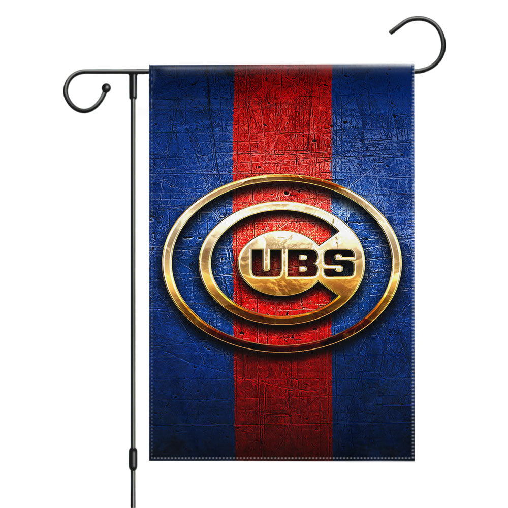 Chicago Cubs Golden Logo Usa Garden Flags Yard Outdoor Lawn 12 X 18