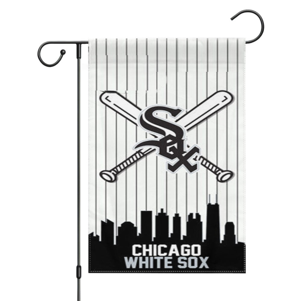 Chicago White Sox Black White Logo Garden Flags Yard Outdoor Lawn 12 X 18