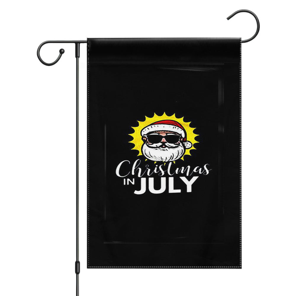 Christmas In July Santa With Sunglasses Garden Flags Yard Outdoor Lawn 12 X 18