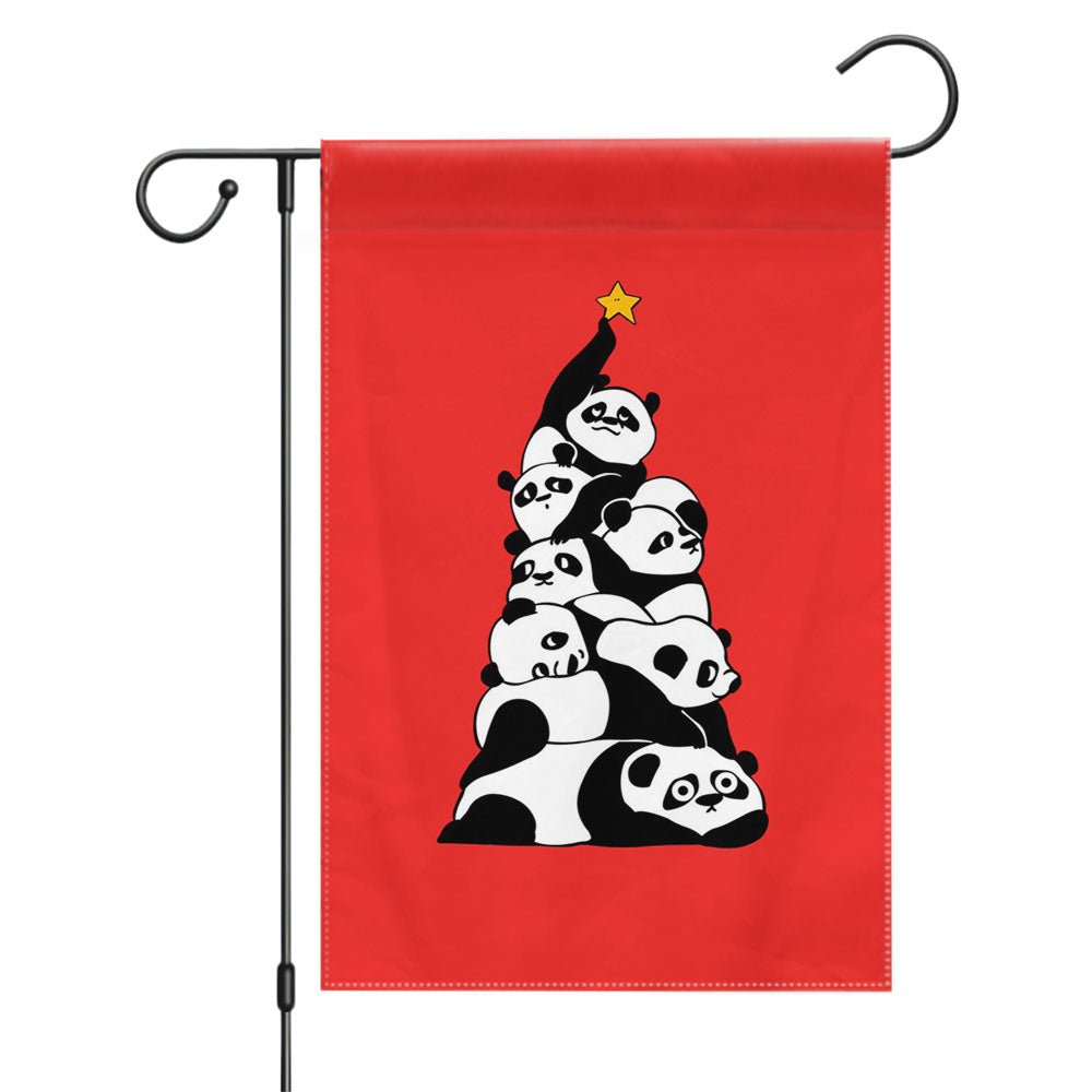 Christmas Tree Pandas Red Garden Flags Yard Outdoor Lawn 12 X 18