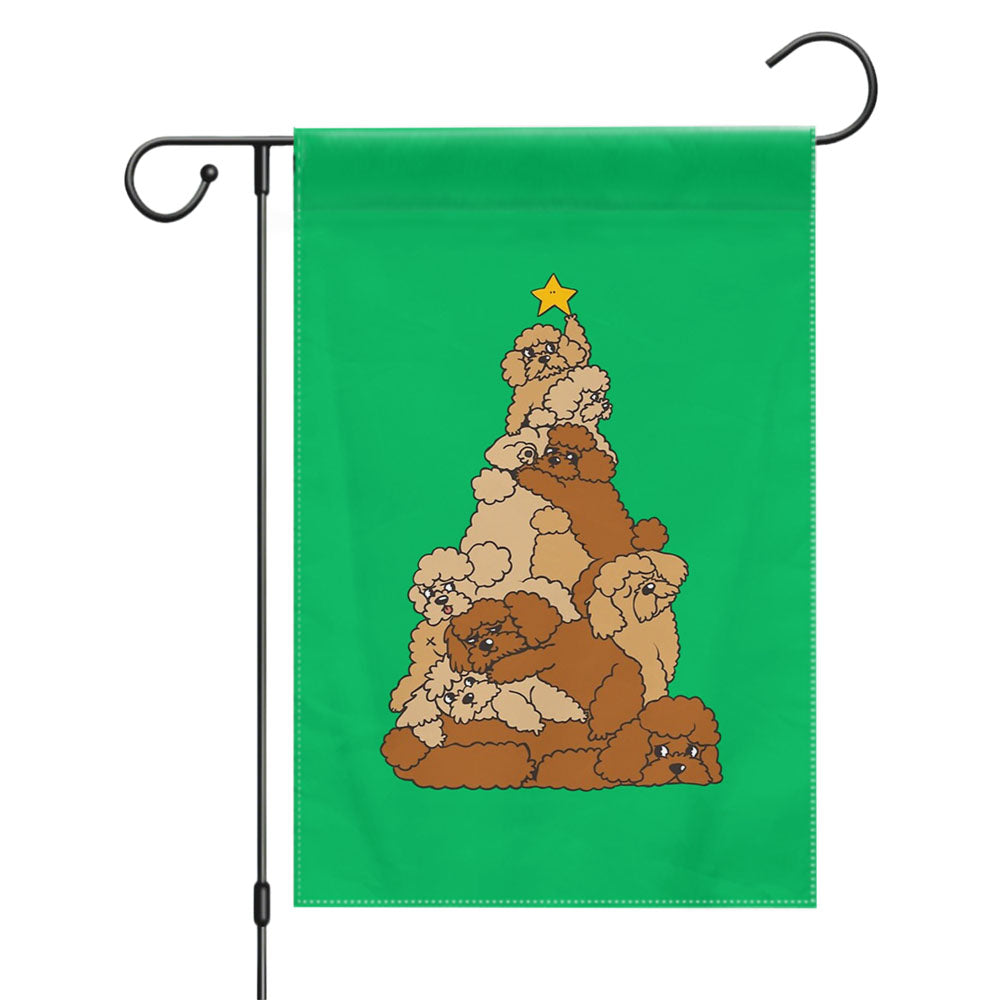 Christmas Tree Poodle Dog Green Garden Flags Yard Outdoor Lawn 12 X 18
