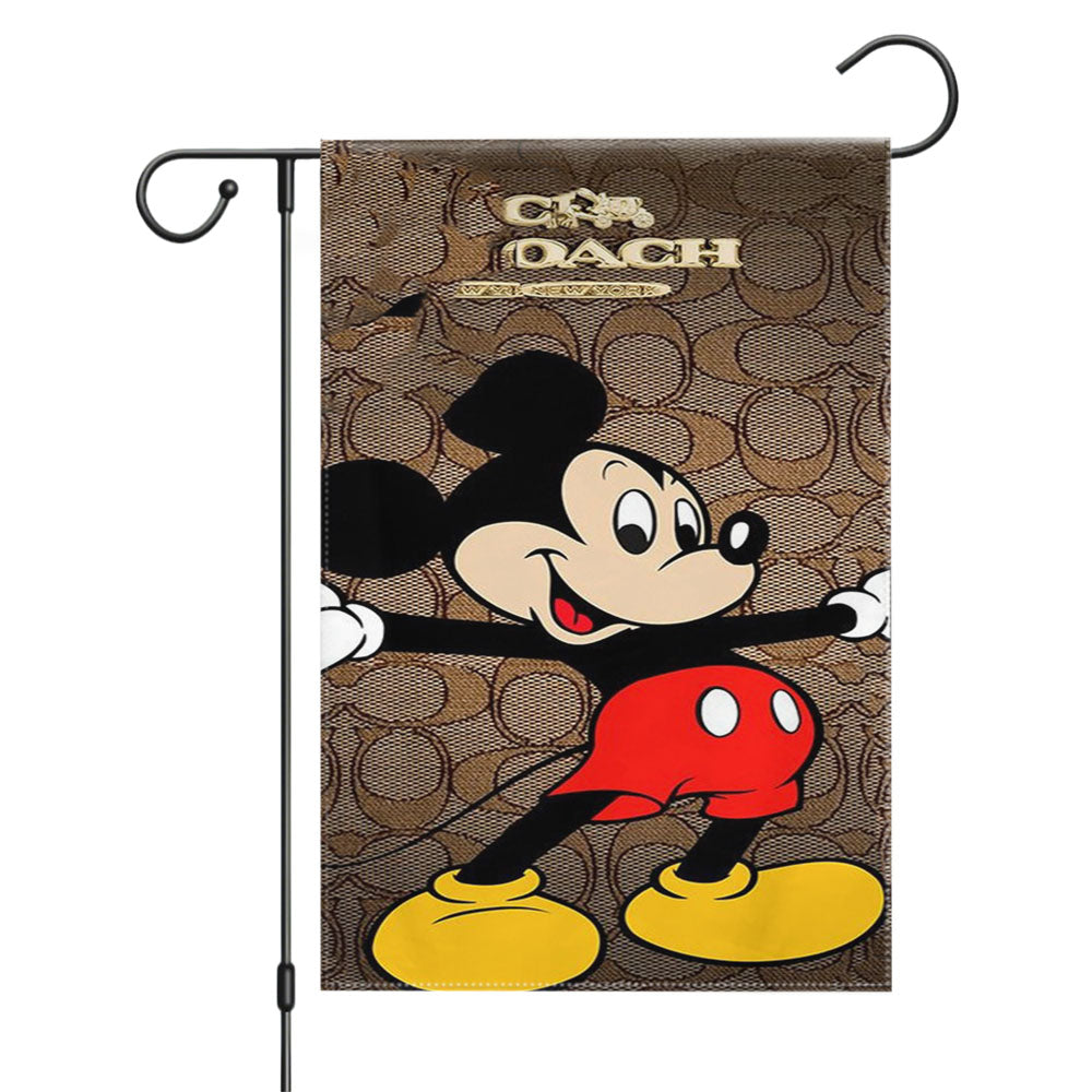 Coach Brown Mickey Mouse 2 Garden Flags Yard Outdoor Lawn 12 X 18