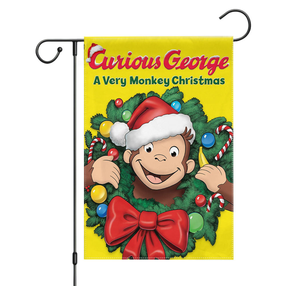 Curious George A Very Monkey Christmas Garden Flags Yard Outdoor Lawn 12 X 18