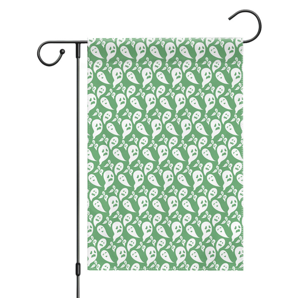 Dark Green Ghosts Pattern Halloween Garden Flags Yard Outdoor Lawn 12 X 18