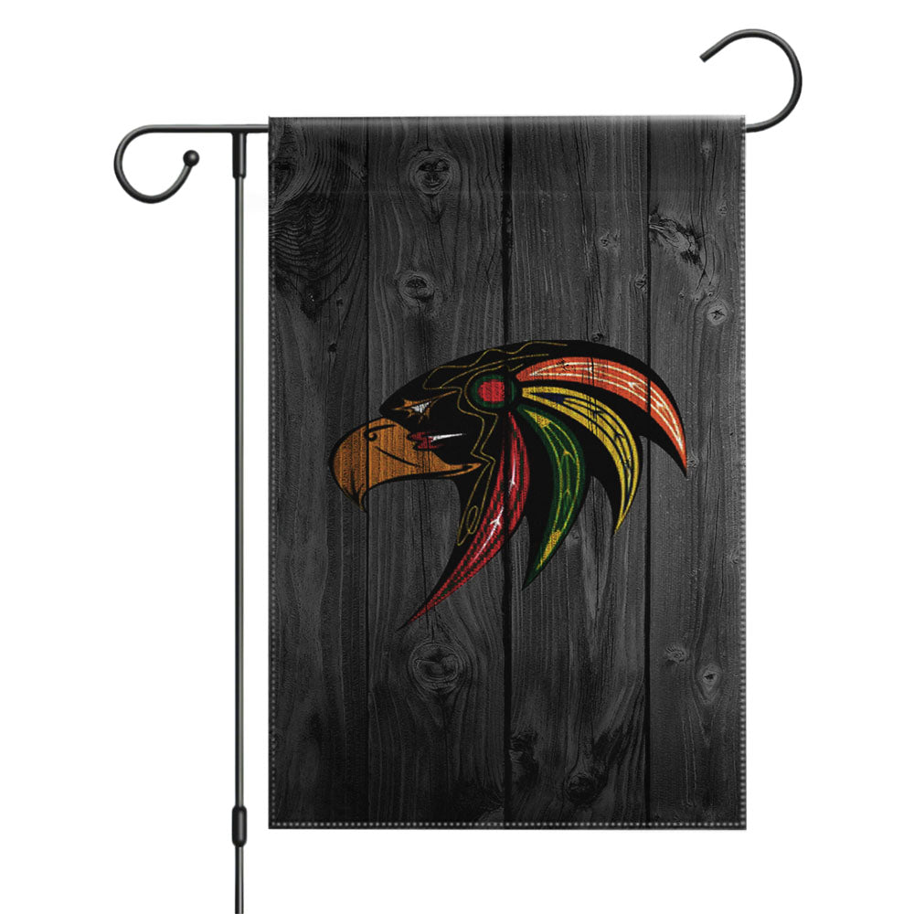 Eagle Chicago Blackhawks Logo Dark Wood Wallpaper Garden Flags Yard Outdoor Lawn 12 X 18