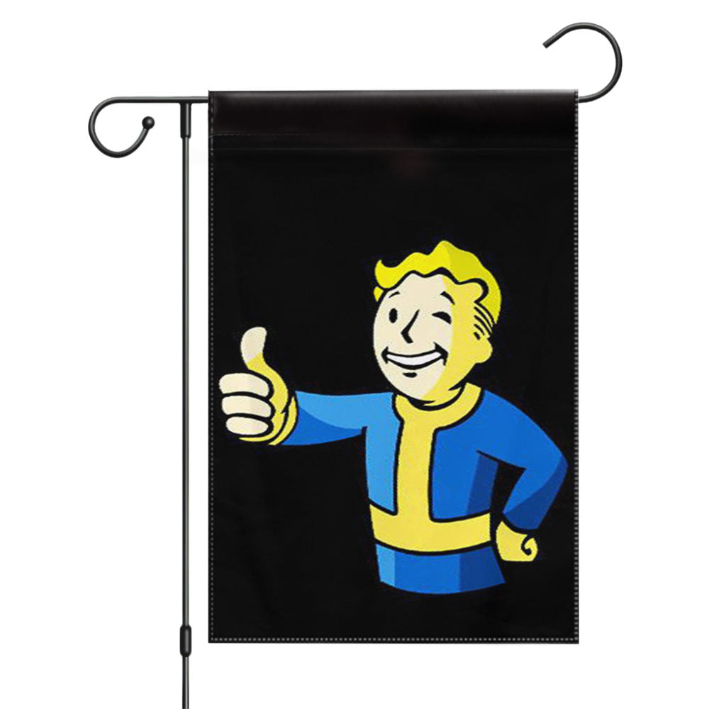 Fallout 4 Vault Boy Dark Garden Flags Yard Outdoor Lawn 12 X 18