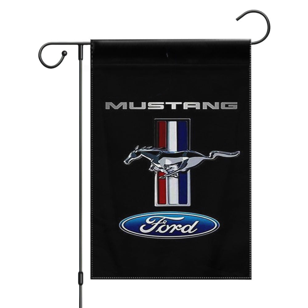 Ford Mustang Logo Garden Flags Yard Outdoor Lawn 12 X 18