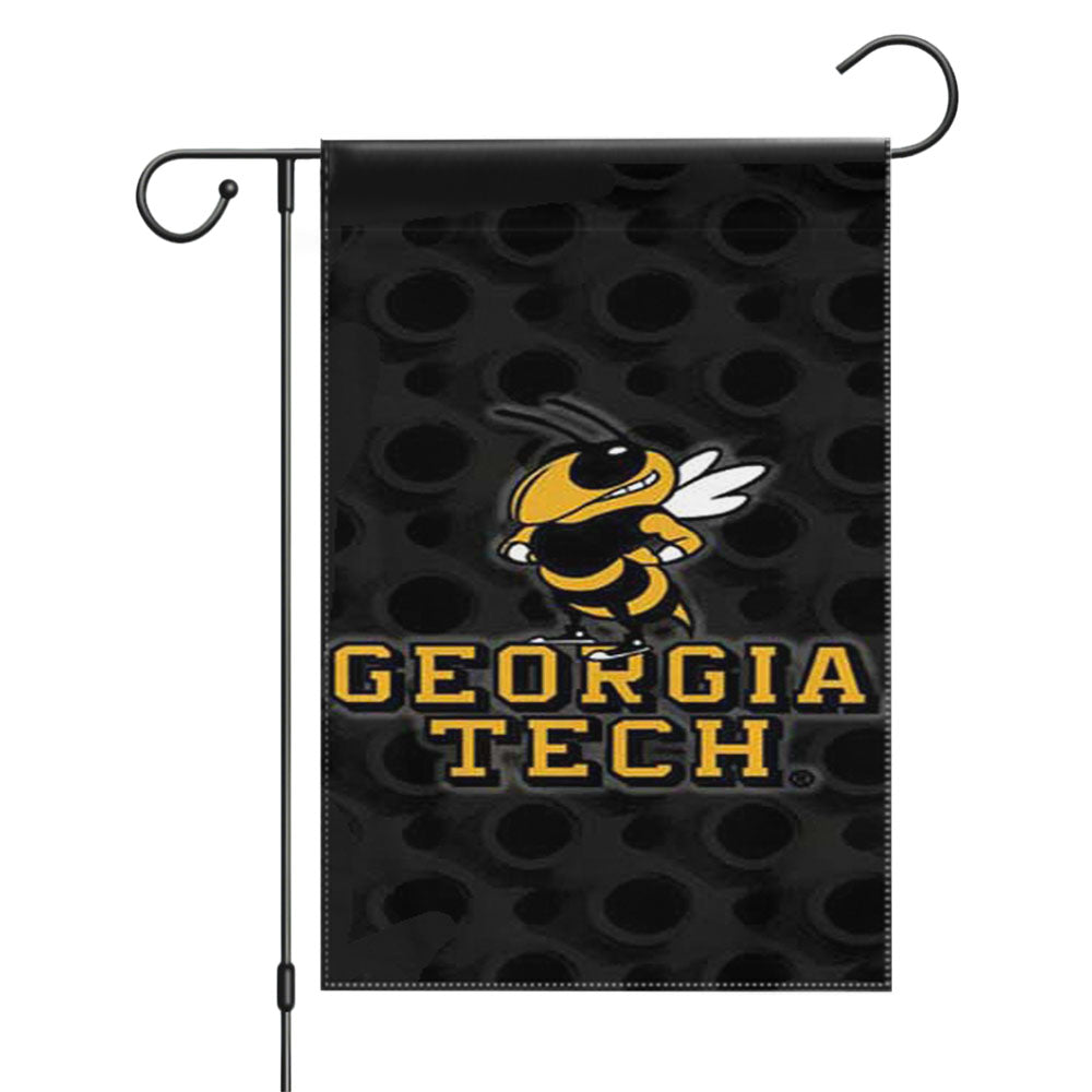 Georgia Tech Logo Over Blk Garden Flags Yard Outdoor Lawn 12 X 18