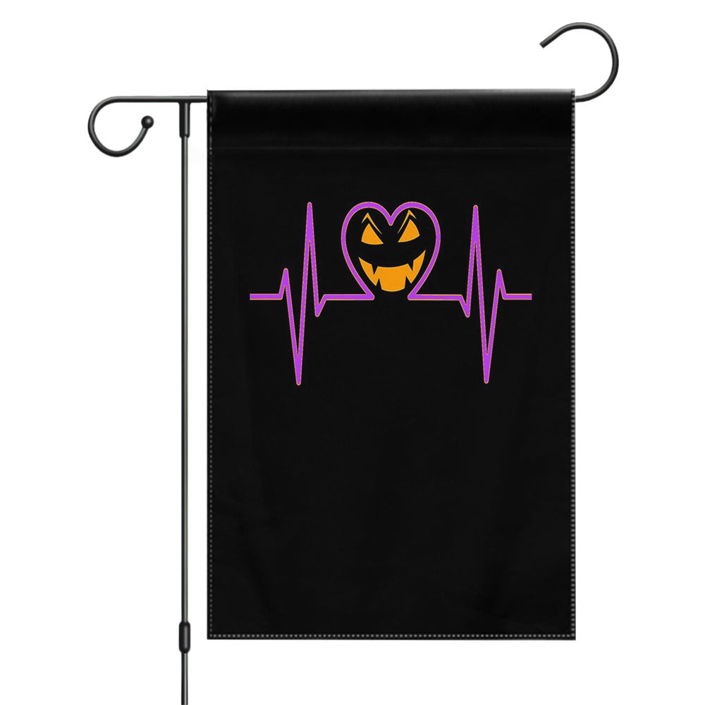 Heartbeat Jack O Lantern Halloween Holiday Garden Flags Yard Outdoor Lawn 12 X 18